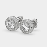 The Luxe Halo Diamond Stud Earrings